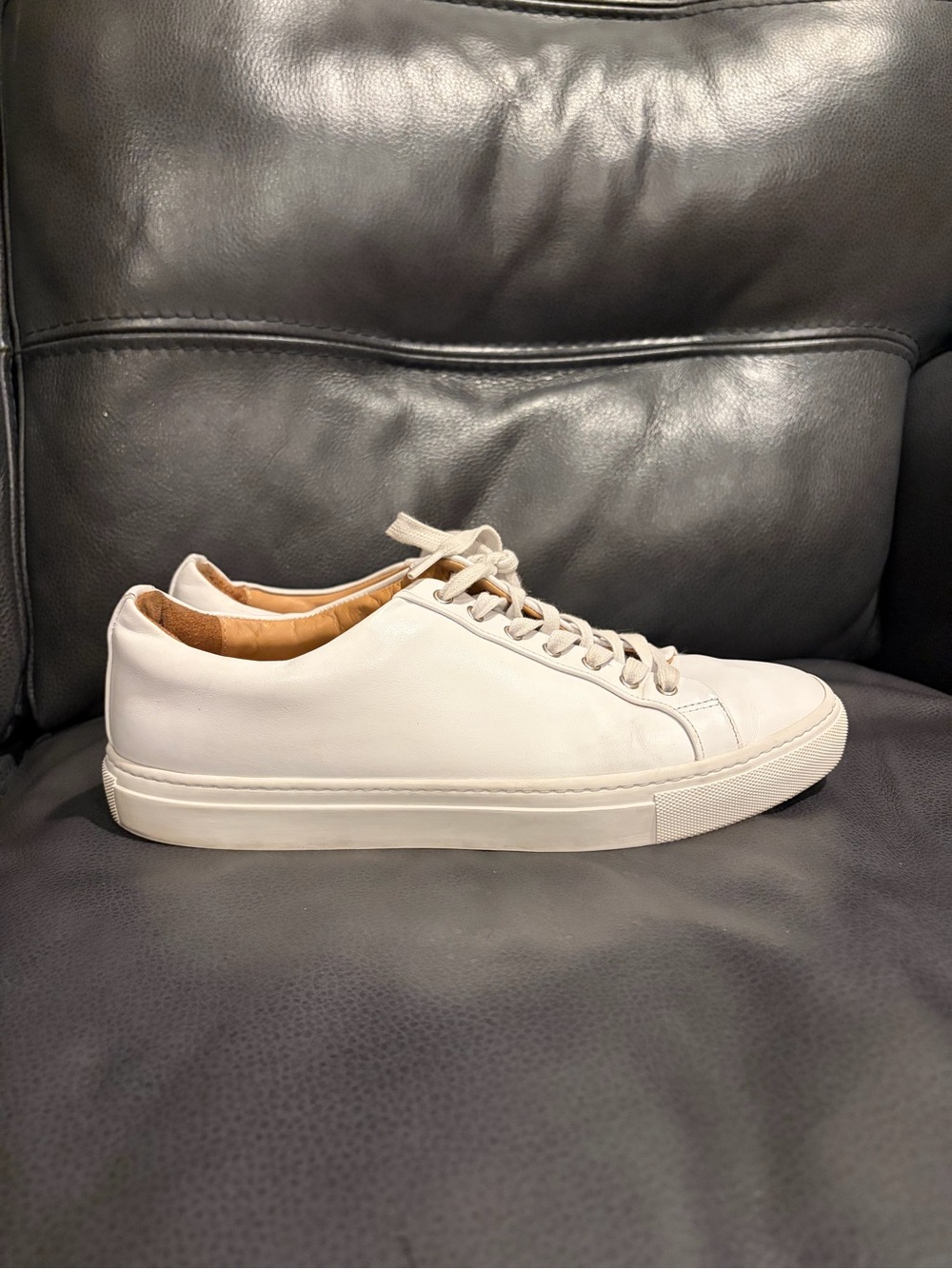 Thursday Boot Company White Leather Low-Top Sneaker with Tan Lining